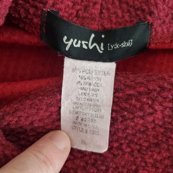 Yushi Womens Red Cowl Neck Zipper Accent Tunic Size XL Long Sleeve Asymmetrical - Picture 3 of 7